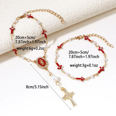 Car Steering Wheel Prayer Beads, Evil Eye Cross Virgin Mary Bracelet, Aluminum Pendant Keychain, Baptism Decor & Car Accessory