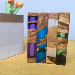 Handmade Mezuzah Case of Olive Wood and Epoxy Resin Jewish Home door Decor judaica Religious Gift for Jewish Home bless mezuzah