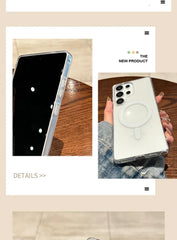 For Magsafe Magnetic Charge Case For Samsung Galaxy S26 S25 S24 S23 Ultra Plus FE Edge A16 A15 A35 A55 Clear Acrylic Slim Cover