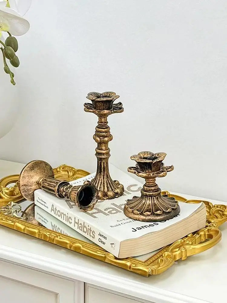 Retro Resin Candle Holder Sconce Nostalgic Antique French Candle Holder Home Decoration Photography Romantic Props