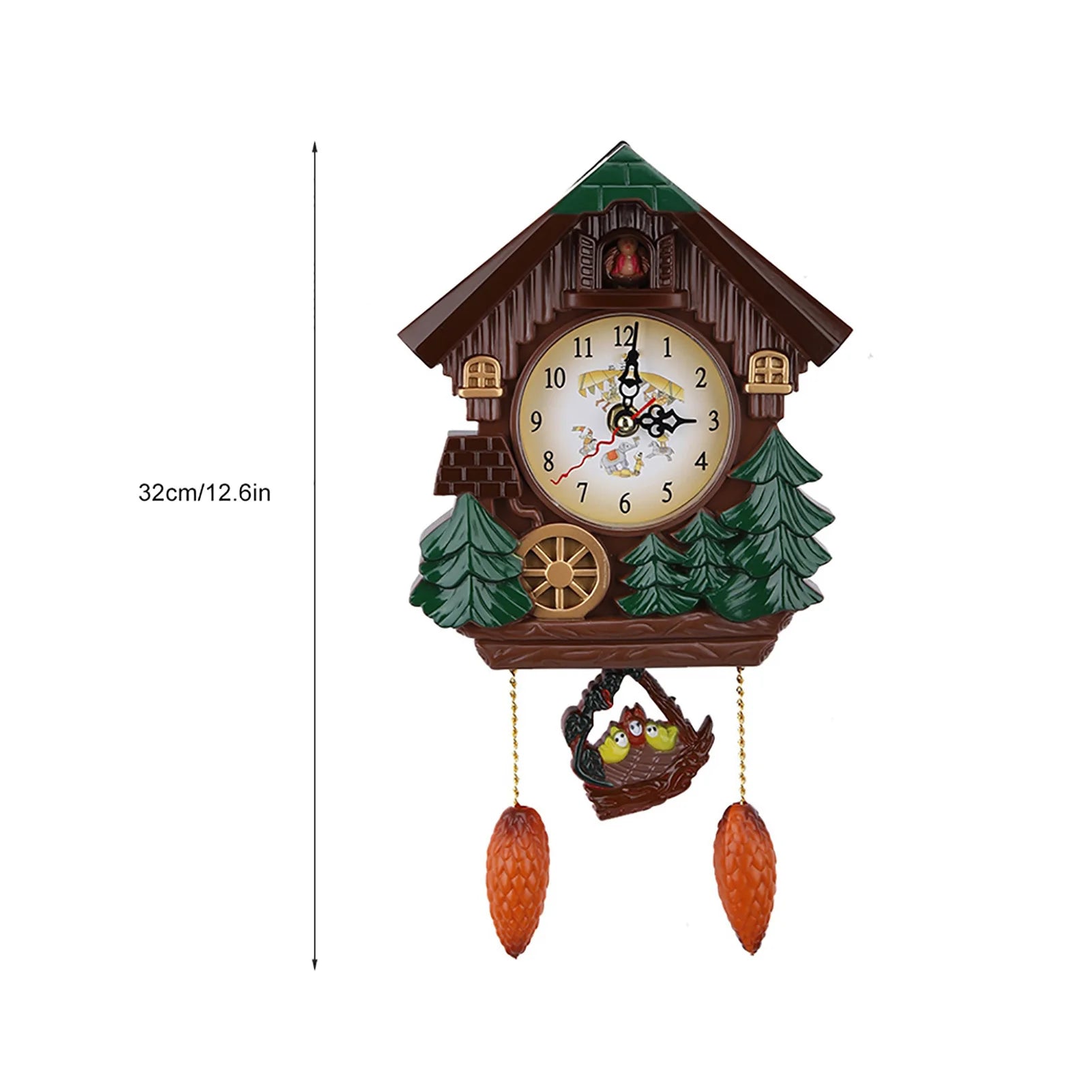 Cuckoo Clock Tree House Wall Clock Art Vintage Decoration for Home