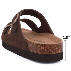 Pallene Platform Suede Sandals for Women With Adjustable Buckle Outdoor Cork Beach Shoes Fashion Thick Sole Women's Slippers Wedges