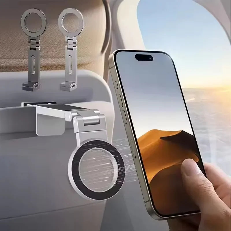 360° Rotation Magnetic Phone Holder for Airplane Tray, Tripod, Desk –Portable Airplane Phone Holder Mount For iPhone Smartphones