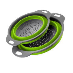 Silicone Folding Drain Basket Fruit Vegetable Washing Basket Foldable Strainer Colander Collapsible Drainer Kitchen Storage Kitchen Tools