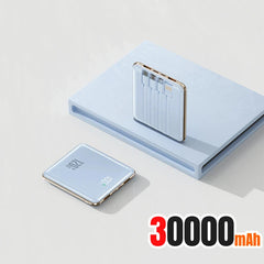 New 500000mAh Mini Power Bank Built-in 4 Cables Large Capacity Super Fast Charging External Battery for IPhone Samsung