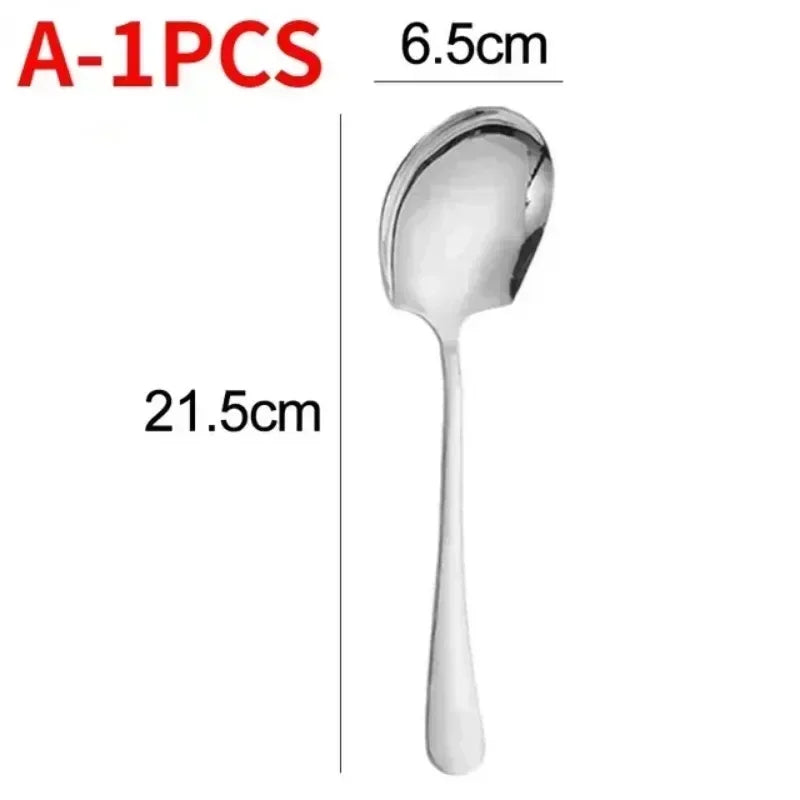 3/1Pcs Large Stainless Steel Spoon Long Handle Spoons Kitchen Cutlery Rice Dumpling Porridge Soup Scoops Restaurant Tableware Kitchen Tools, Cooking Utensils