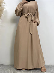 Hot Selle Simple Style Moroccan Dresses Kaftan Turkey Solid Color Gulf Abayas Islamic Women Long Dress Muslim Saudi Robe Ramadan