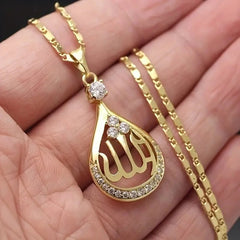 Huitan Water Drop Zirconia Pendant Necklace – Gold Color