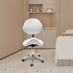 White Saddle Rolling Adjustable office Chair Adjustable Height Ergonomic Saddle Stool for Kitchen Salon Work Area Clinic Living Room Furniture