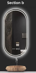 Oval Smart Mirror Defogging Bathroom Mirror with Light Led Vanity Mirror Wall Hanging Full Body Mirror Shower Mirror Spiegel
