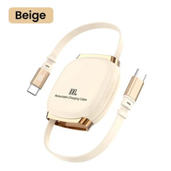 100W Type C to Type C Fast Charging Retractable Cable For iPhone 17 16 Xiaomi 15 USB C Quick Charge Car Kit Portable Charge Cord