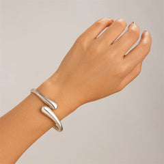 Chunky Waterdrop Open Cuff Bangle – Gold & Silver Bracelet