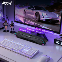 MUCW MU‑C06 PC Soundbar RGB Gaming Computer Speaker USB Plug Play Bluetooth 5.3 Sound Bar 6W Stereo Desktop Speaker for Laptop Mac Phone