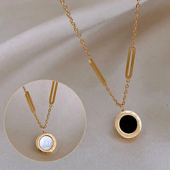 Fashion Roman Digital Wafer Pendant Necklace Stainless Steel Party Jewelry Sexy Choker