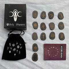 Mystic Witch Runes Set 13pcs Wooden Rune Stones with Symbols Altar Divination Tools Norse Viking Letters Healing Meditation Kit