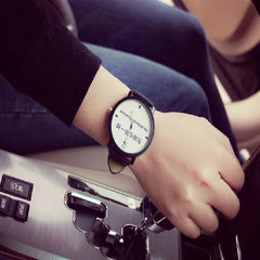 Couple Quartz Analog Wristwatches – Black Leather Band, Hot Selling