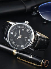 LONGLUX automatic man watch wholesale mechanical watches simple versatile date waterproof fashion leather man watch men gift