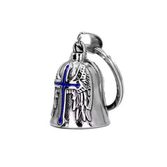 Vintage Christian Jesus Cross Bell Pendant Motorcycle Bell Necklace Punk Biker Religious Exorcist Lucky Jewelry for Men's