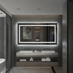 LUVODI Large Illuminate Mirror Bathroom Double Sink Mirror Full Length Dressing Salon Mirror with 3 Color Lights Dimming