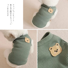 1pc Green Bear Vest Pet Dog Clothes Cat Solid T-shirt Clothing Dogs Thin Small Fashion Chihuahua Summer Breathable Pet Shop Pet Clothing