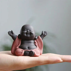 Ceramic Maitreya Buddha Tea Figurine – Zen Monk Decor Decorative accessories