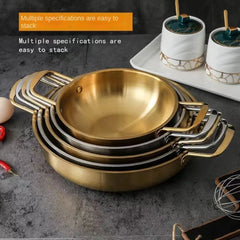Stainless Steel Saucepan Dry Pots Home Cooking Seafood Rice Pot Paella Pan Picnic Snack Plates Cookware with Handle Kitchen Tools, Cooking Utensils