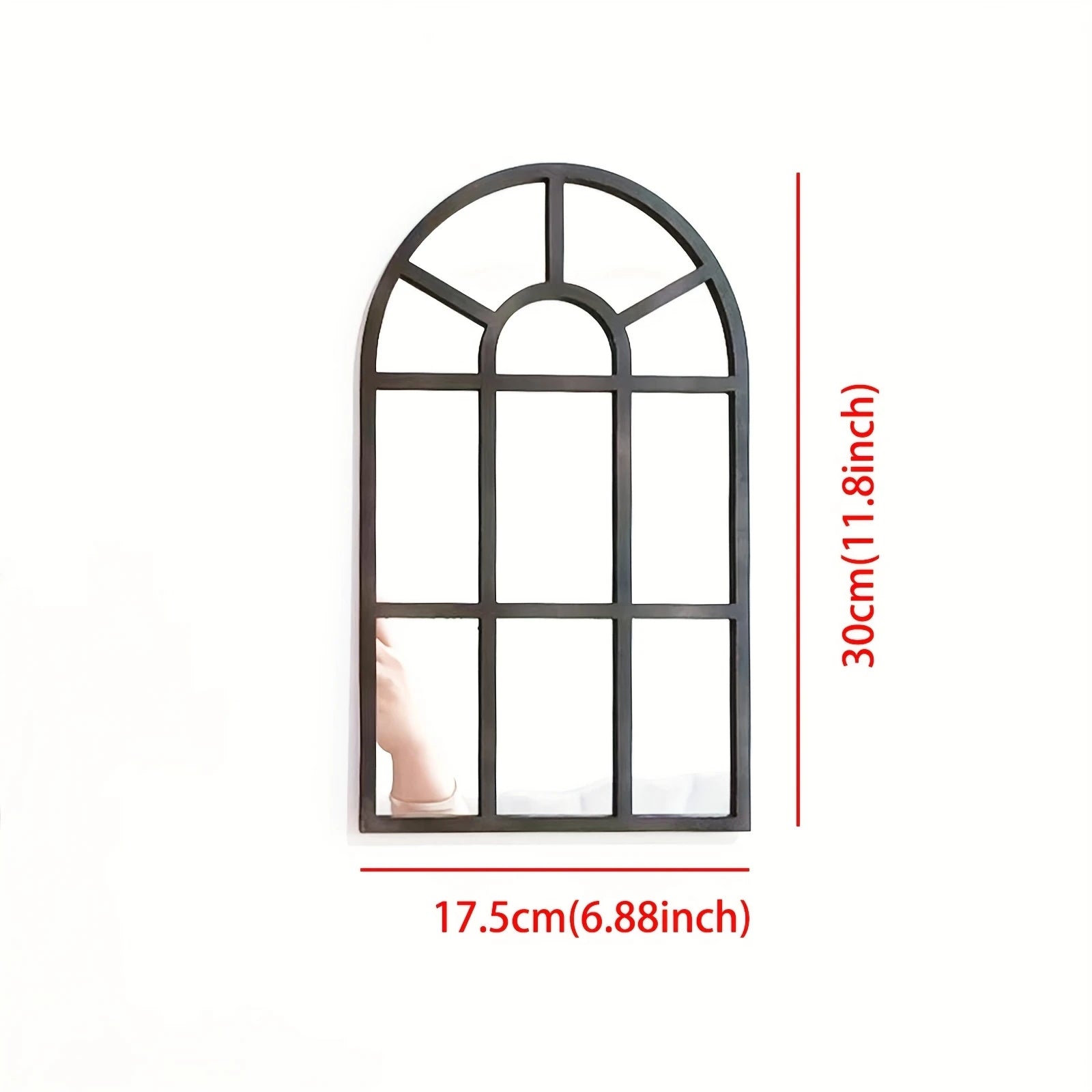 1Pcs Arched Window Wall Mirror Wood Acrylic Minimalism Windowpane Arch Mirror for Bathroom Entryway Vanity Bedroom Home Decor