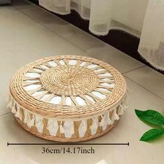 Nordic Round Woven Ottoman Small Mobile Footrest Stool