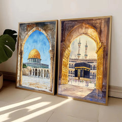 Islamic Grand Mosque Architectural Art, Sacred Holy Place Canvas Print, Muslim Home Wall Decor Prayer Room Ramadan Eid Gift