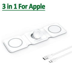 3 in 1 Magnetic Wireless Charger Pad for iPhone 16 15 14 13 Pro Max Apple Watch 9 8 AirPods Chargers Fast Charging Dock Station