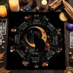 Divination Altar Cloth Civet Cat Tarot Tablecloth For Tarot Card Reading Decorative Voo-Polyester Oracle Card Mat