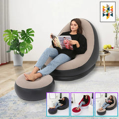 Inflatable Lazy Sofa Chair PVC Flocking Foldable Corner Sofa With  Lunch Lounge Chair Set Living Room Furniture