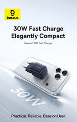 Baseus 30W GaN Charger PD Charger For iPhone 17 16 15 14 13 12 Max Fast Charger PD3.0 QC3.0 Phone Charger Type C Tablets Charger