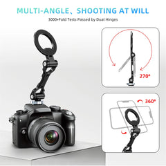 Foldable Magnetic Phone Holder Tripod Mount for Magsafe iPhone 16 15 14 13 12 DSLR Camera Tripod Accessories w 1/4" Cold Shoe
