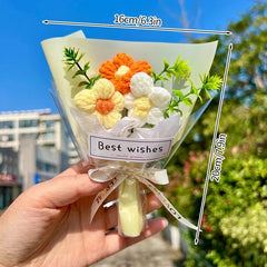 Crochet Knitting Flowers Potted Homemade Crochet Rose Tulip Daisy Office Desktop Ornaments Car Automotive Interior Decoration Home Decor, Plants & flowers