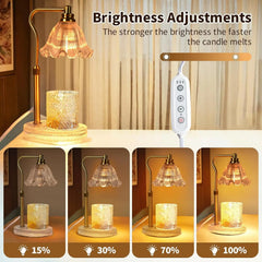 Glass Melting Candle Lamp, Candle Warmer Lamp, Smoke-Free Aromatherapy Lamp for Bedroom, Timer Function, Dimmable, Desktop Decor