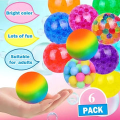 6PCS Mini Rainbow Squishy Stress Balls – Sensory Fidget Set