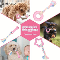 6 PCS Dog Chew Toys For Cleaning Teeth  Soft Rubber Bone Funny Ball Interactive Donut Treat Set For Small Medium Dogs Pet Gifts Pet Shop