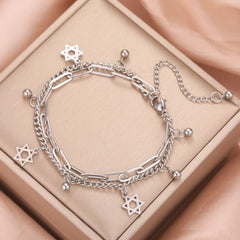 Dawapara Star of David Bracelet Jewish Prayer Judaica Hexagram Charm Protection Amulet Couple Gift Stainless Steel Jewelry