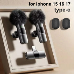 Wireless Lavalier Microphone for iPhone Android USB-C Microphone with Noise Reduction for Live Streaming Interviews Mini Mic