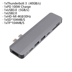 USB 3.1 Type-C Hub to HDMI Adapter 4K Thunderbolt 3 USB C Hub 3.0 TF SD Reader Slot PD For MacBook Air Pro M3 M2 M1 Chip