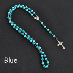 Fashion Vintage Crucifix Virgin Mary Pendant Cross Necklace Jesus Rosary Beads Chain