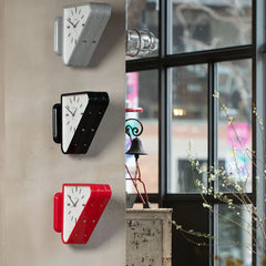 Metal Triangle Wall Clock with Double Sides Industrial Pendulum for Cafe Bar Retro Hanging Clock Silent Non-Ticking Decor Clocks