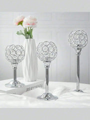 Gold & Silver Classic Crystal Metal Candlestick Holder Luxury Decor for Wedding Candlelight Dinner Valentine Ramadan Birthday