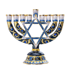 Blue Candlesticks for Hanukkah Menorah Candle Holder Candelabrum Candle Stand for Christmas Party Wedding Home Decor 9 Branch