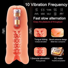 Automatic Male Masturbator Cup for Men Tongue Licking Vibrator Penis Trainer Exerciser Vagina Vacuum pump Sex Toys For Adult Men