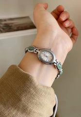 Luxury Green Jade Quartz Wristwatch for Women – Elegant Gift