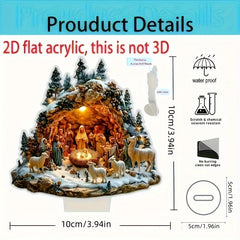 2D Acrylic Desktop Christmas Decor - Jesus' Birth Virgin Mary Angel Cartoon Print Christian Home Christmas 2026 New Year Gift