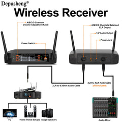 Wireless Microphone Golden Handheld 4 Channel UHF Fixed Frequency Dynamic Microphone For Karaoke Wedding Party Band