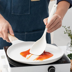Silicone Spoon Multi-use Hold Comfortable Non-slip Round Handle Large Cooking Utensils Mixing Spoon Silicone Tableware Scoop